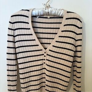 V-Neck Striped Sweater - Sézane
